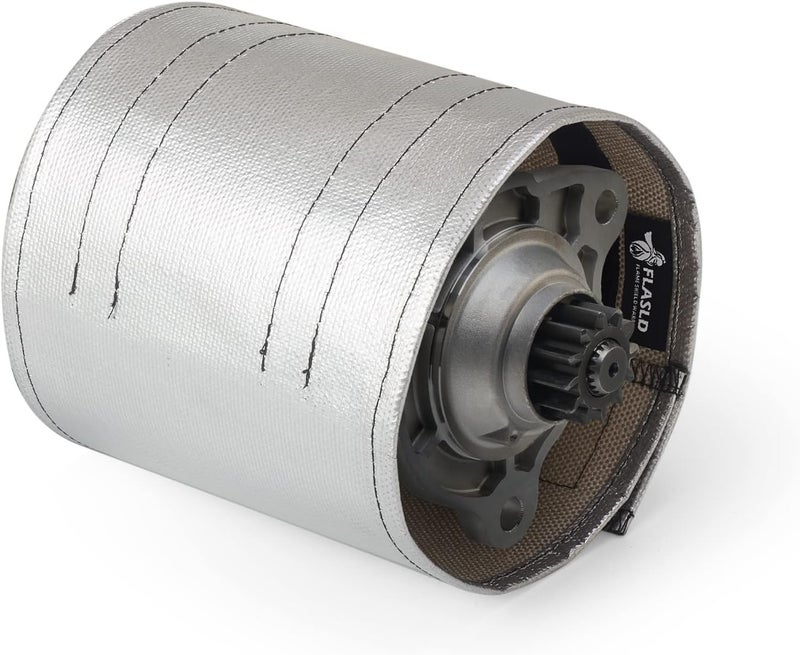 FLASLD Starter Heat Shield Barrier Cover 7"x 24" - Insulation High Temperature Aluminum and Fiberglass Heat Wrap Self Attaching - Image 1